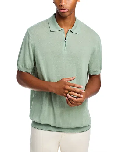 Hugo Boss Trieste Tipped Regular Fit Quarter Zip Polo Shirt In Open Green