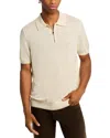Hugo Boss Trieste Linen Blend Zip Polo Sweater In Open White