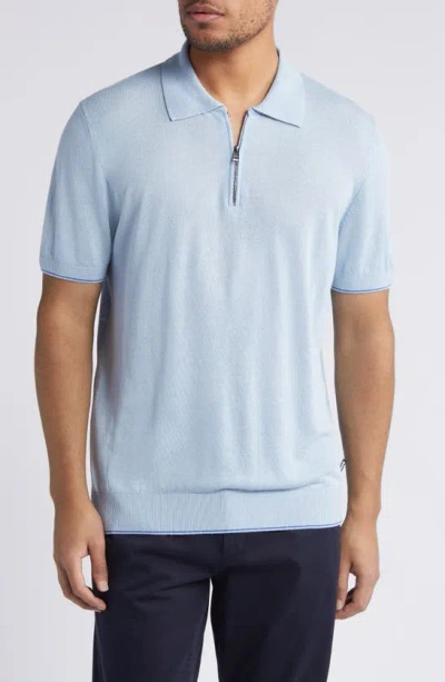 HUGO BOSS TRIESTE ZIP LINEN BLEND SWEATER POLO