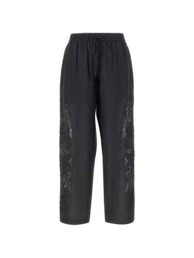 Hugo Boss Trika Embroidered Trousers In Black