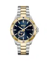 Hugo Boss Men's Troper Auto Mech-automatic Two-tone Stainless Steel Watch 43mm In Blue/two-tone