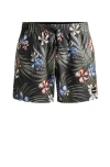 Hugo Boss Tropical-print Quick-drying Swim Shorts With Logo Badge In Green