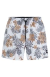 Hugo Boss Fully Lined Swim Shorts With Seasonal Print In White