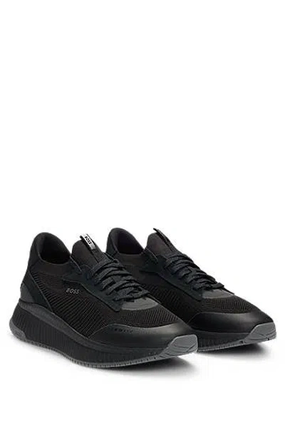Hugo Boss Ttnm Evo Trainers With Knitted Uppers In 블랙