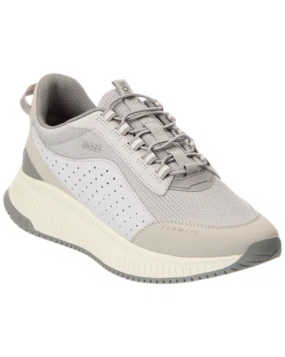 Hugo Boss Ttnm Evo Leather Sneaker In Gray