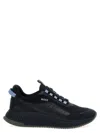 Hugo Boss Ttnm Evo Suede, Leather And Mesh Trainers With Ribbed Sole In Blue
