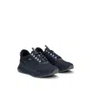 Hugo Boss Ttnm Evo Suede, Leather And Mesh Trainers With Ribbed Sole In Blue