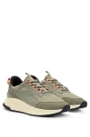 Hugo Boss Ttnm Evo Suede, Leather And Mesh Trainers With Ribbed Sole In Green