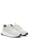 Hugo Boss Ttnm Evo Suede, Leather And Mesh Trainers With Ribbed Sole In Light Grey