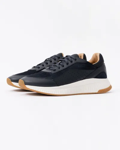 Hugo Boss Ttnm Evo Trainers In Leather And Suede In Black