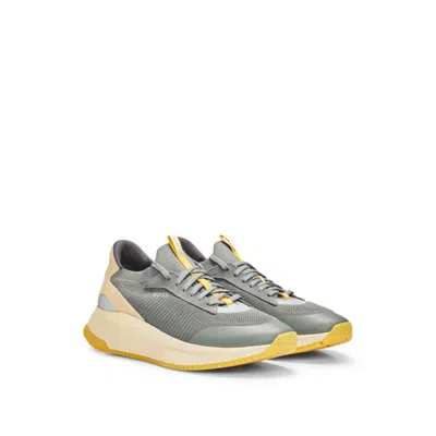 Hugo Boss Ttnm Evo Trainers With Knitted Upper In Light Grey