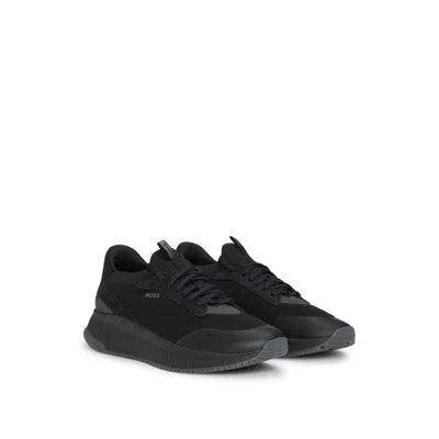 Hugo Boss Ttnm Evo Trainers With Knitted Uppers In Black