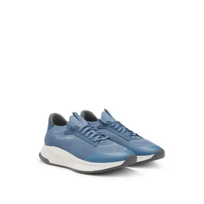 Hugo Boss Ttnm Evo Trainers With Knitted Uppers In Blue
