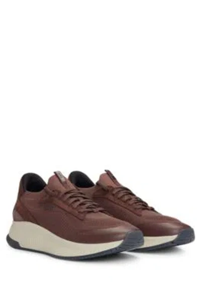 Hugo Boss Ttnm Evo Trainers With Knitted Uppers In Dark Red