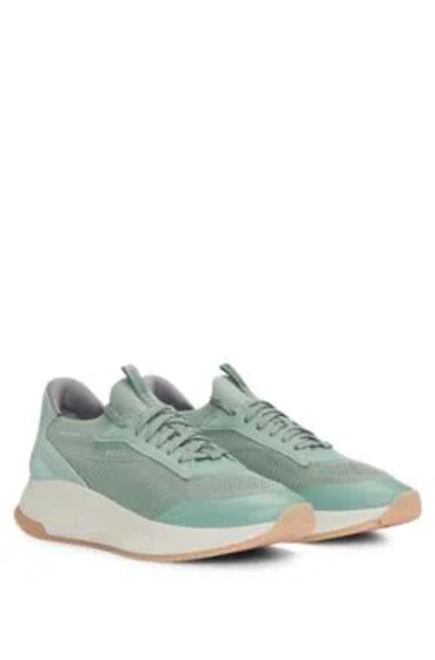 Hugo Boss Ttnm Evo Trainers With Knitted Uppers In Light Green