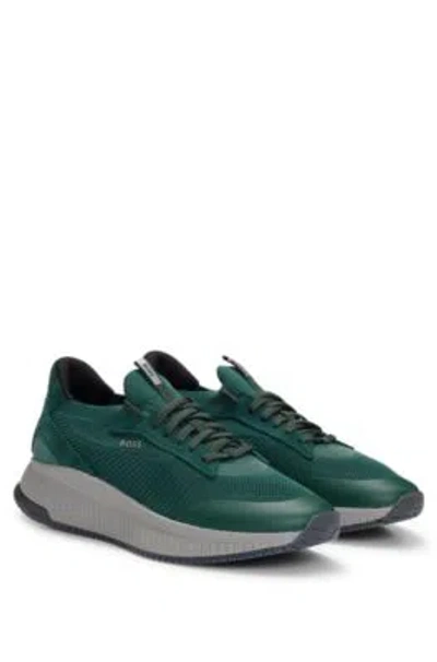 Hugo Boss Ttnm Evo Trainers With Knitted Uppers In Light Green