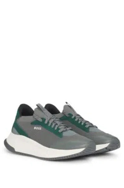 Hugo Boss Ttnm Evo Trainers With Knitted Uppers In Light Green