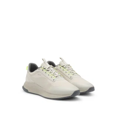 Hugo Boss Ttnm Evo Trainers With Ribbed Sole In Beige