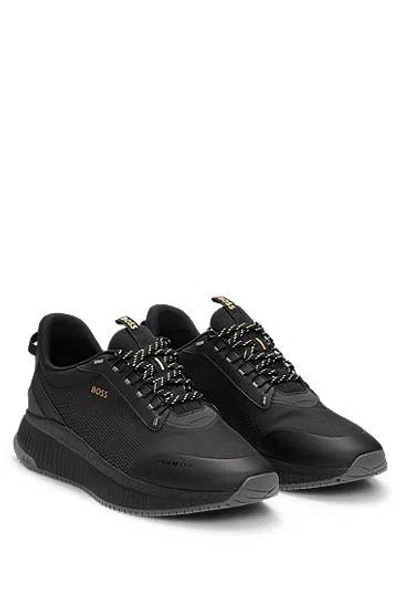 Hugo Boss Ttnm Evo Trainers With Ribbed Sole In Black