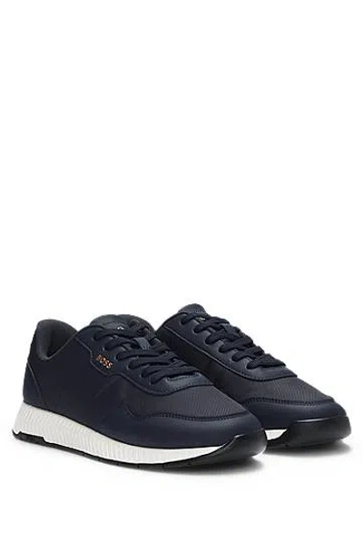Hugo Boss Ttnm Evo Trainers With Ridged Outsole In Blue
