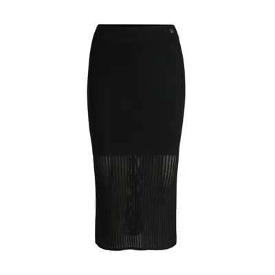 Hugo Boss Tube Skirt With Sheer Crochet Structure In Black