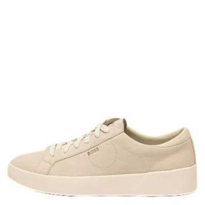 Hugo Boss Tumbled-leather Trainers In White