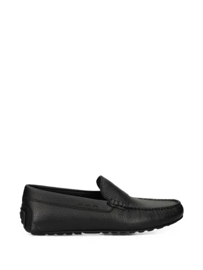 Hugo Boss Tumbled-leather Loafers With Driver Sole In Multi