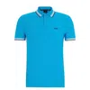 Hugo Boss Cotton Polo Shirt With Contrast Logo Details In Turquoise