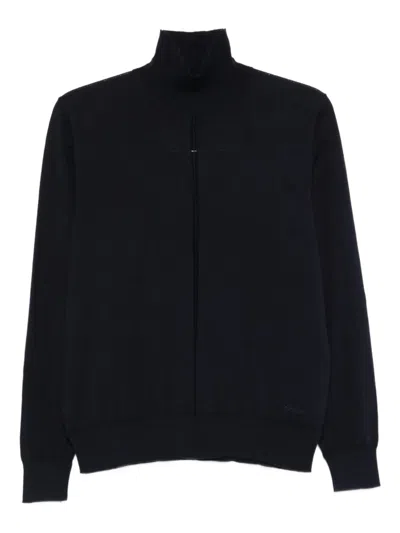Hugo Boss Turtleneck Cotton-wool Blend Sweater In Blue