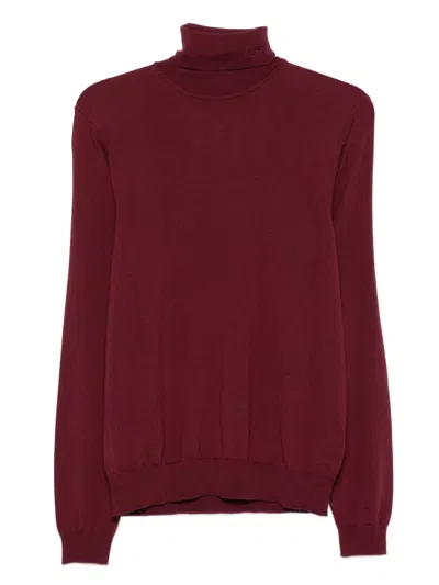 Hugo Boss Turtleneck Wool Sweater In Red