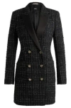 Hugo Boss Tuxedo-style Dress In Sparkling Tweed In Black