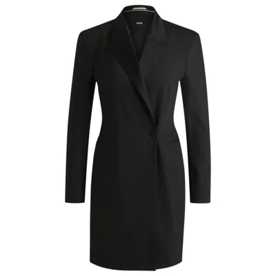 Hugo Boss Tuxedo-style Dress With Wrap Front In Black