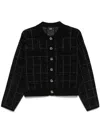 Hugo Boss Cropped Jacket In Sparkle Tweed With Feature Buttons In Black
