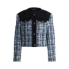 Hugo Boss Tweed Jacket With Contrast Panels And Knot Buttons In Multi