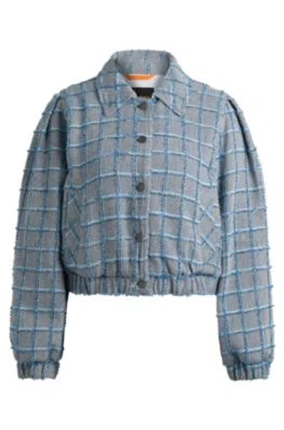 Hugo Boss Tweed Jacket With Denim Check In Patterned