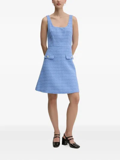 Hugo Boss Tweed Midi Dress In Blue