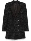 Hugo Boss Boss Dansian Tweed Long Sleeve Minidress In Black