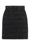 Hugo Boss Mini Skirt In Sparkle-effect Tweed In Black