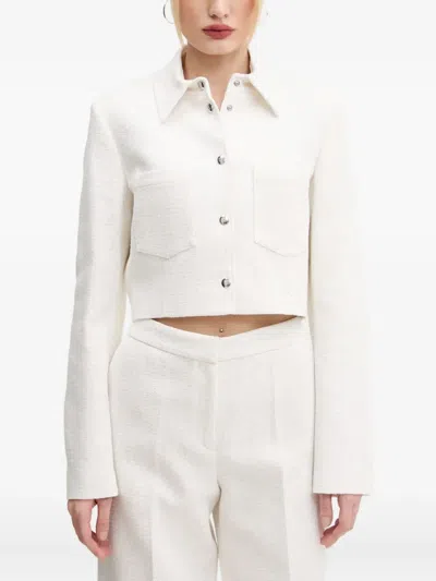 Hugo Boss Tweed Shirt Jacket In White