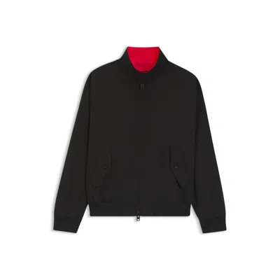 Hugo Boss Twill Bomber Jacket With Buttoned Stand Collar In Black