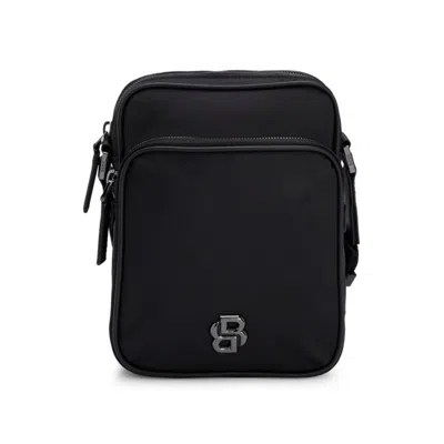 Hugo Boss Twill Reporter Bag With Double B Monogram In Black