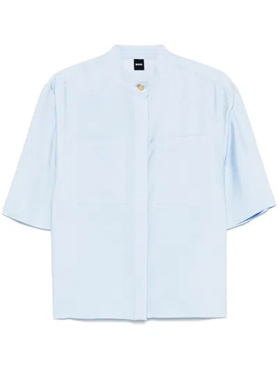 Hugo Boss Twill Shirt In Blue