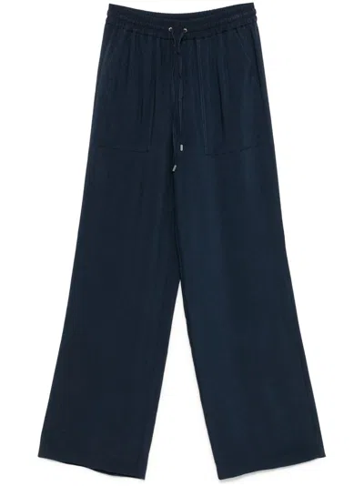 Hugo Boss Twill Wide-leg Trousers In 蓝色