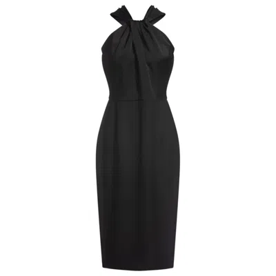 Hugo Boss Twist-detail Dress In Stretch Fabric In Black