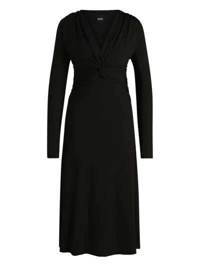 Hugo Boss Twist-detail Long-sleeve Midi Dress