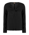 Hugo Boss Boss Bidinta Silk Blouse In Black
