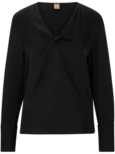 HUGO BOSS TWIST-DETAILING SILK BLOUSE