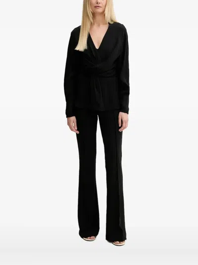 Hugo Boss Twist-front Blouse In Black