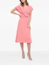 Hugo Boss Twisted-detail V-neck Dress In Pink