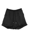 Hugo Boss Twisted-drawstring Ramie Shorts In Black